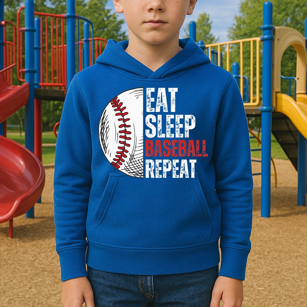 Eat Sleep Baseball Repeat Funny Baseball Players Kids Hoodie
