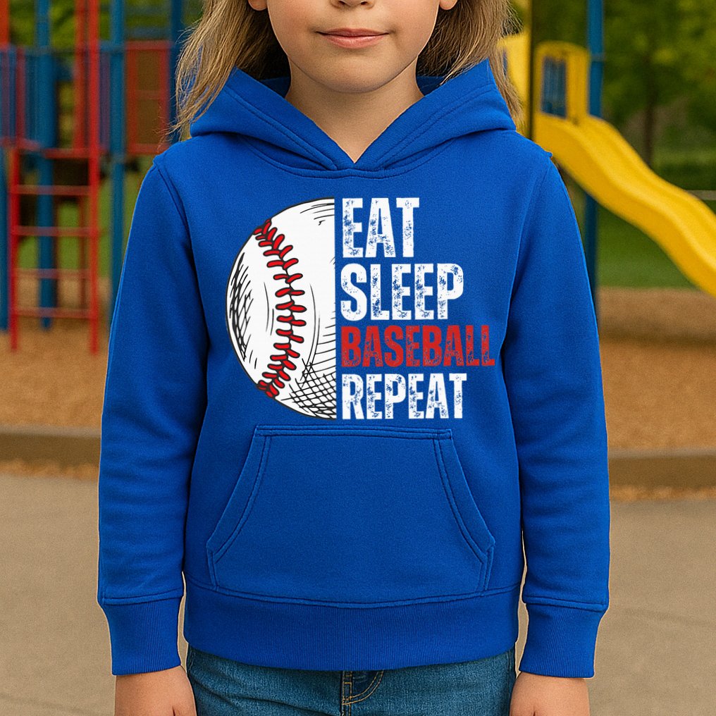 Eat Sleep Baseball Repeat Funny Baseball Players Kids Hoodie