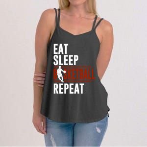 Eat Sleep Basketball Repeat Funny Basketball Women's Strappy Tank