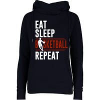 Eat Sleep Basketball Repeat Funny Basketball Womens Funnel Neck Pullover Hood