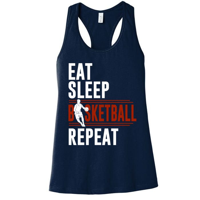 Eat Sleep Basketball Repeat Funny Basketball Women's Racerback Tank