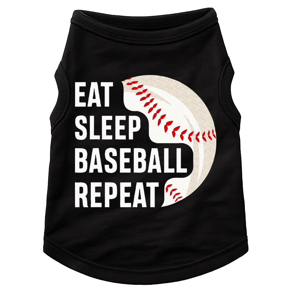 EAT SLEEP BASEBALL REPEAT Baseball Player Doggie Tank