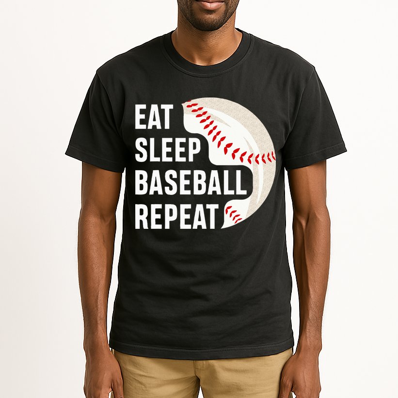 EAT SLEEP BASEBALL REPEAT Baseball Player Tall T-Shirt