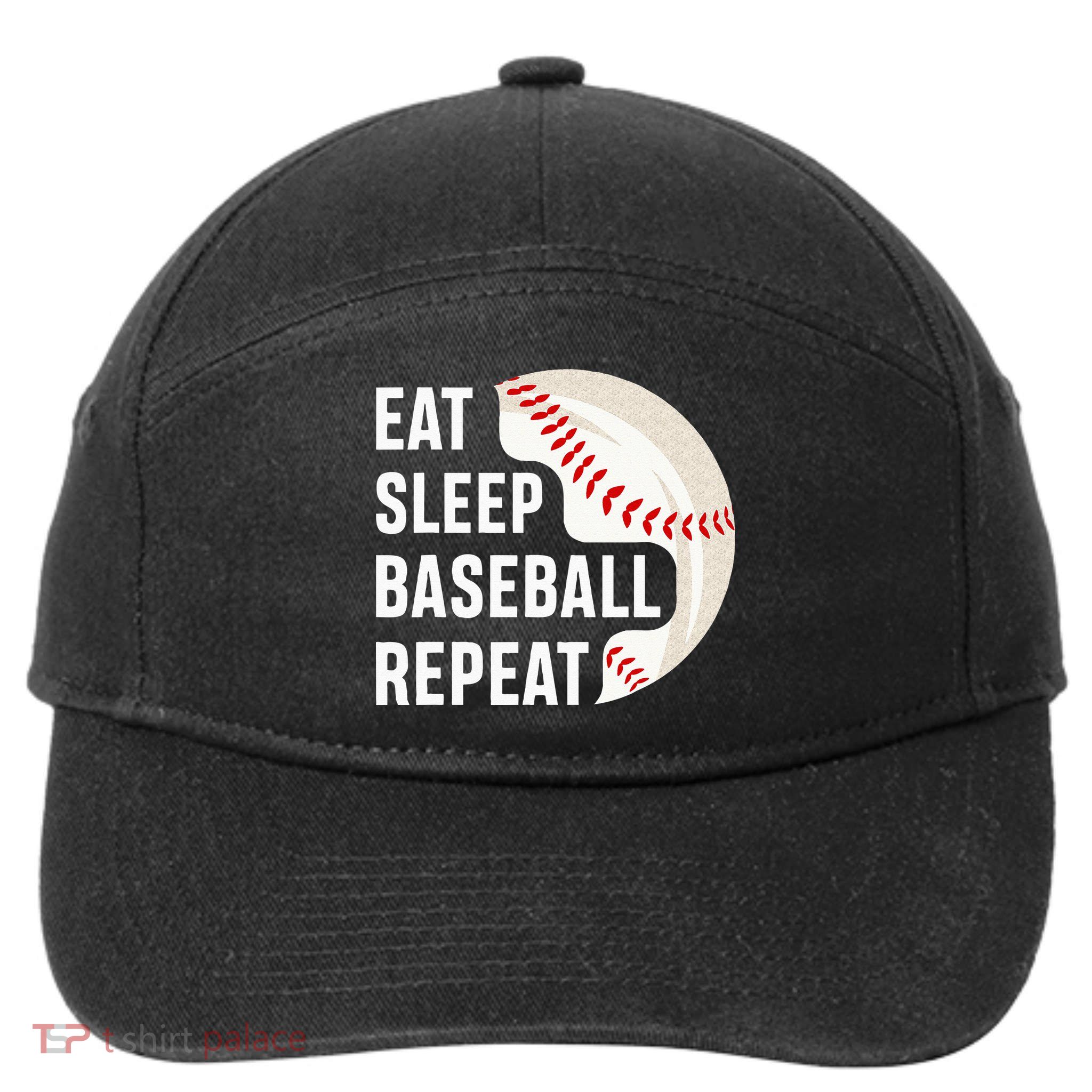 EAT SLEEP BASEBALL REPEAT Baseball Player 7-Panel Snapback Hat