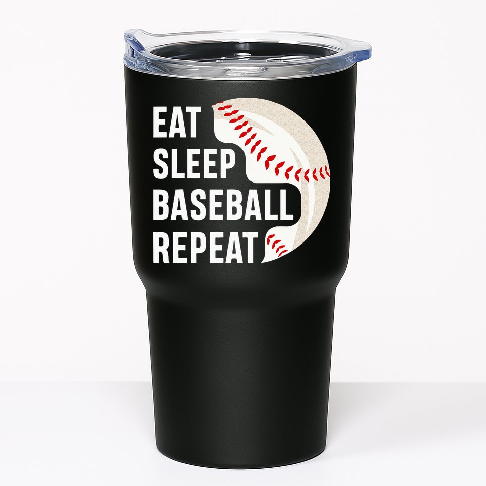 EAT SLEEP BASEBALL REPEAT Baseball Player Tumbler