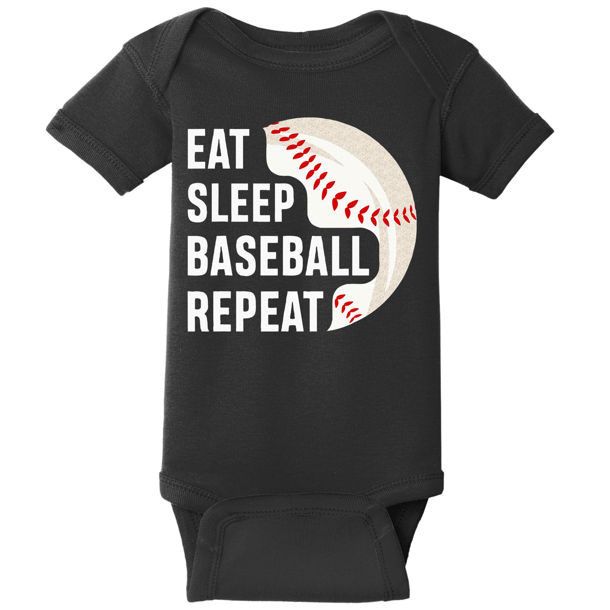 EAT SLEEP BASEBALL REPEAT Baseball Player Baby Bodysuit