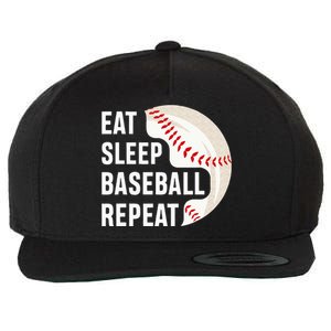 EAT SLEEP BASEBALL REPEAT Baseball Player Wool Snapback Cap