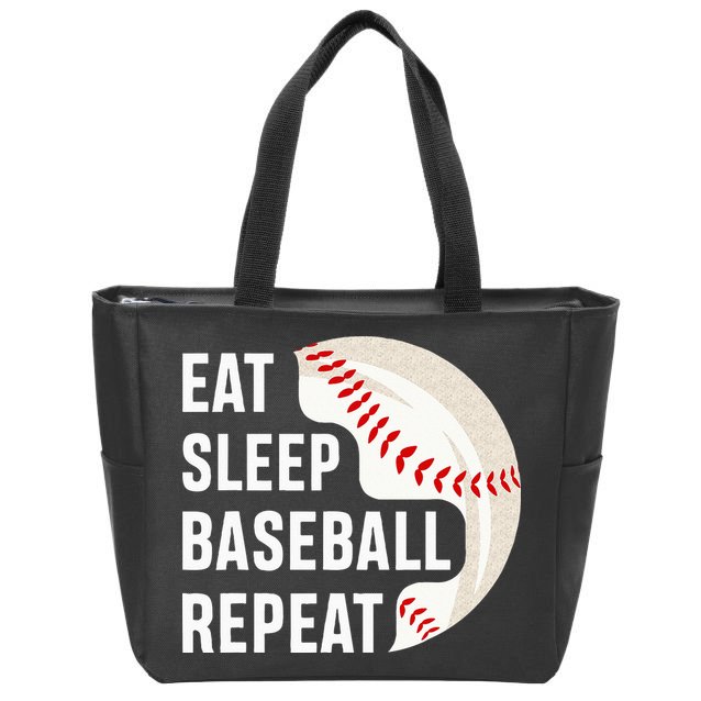 EAT SLEEP BASEBALL REPEAT Baseball Player Zip Tote Bag