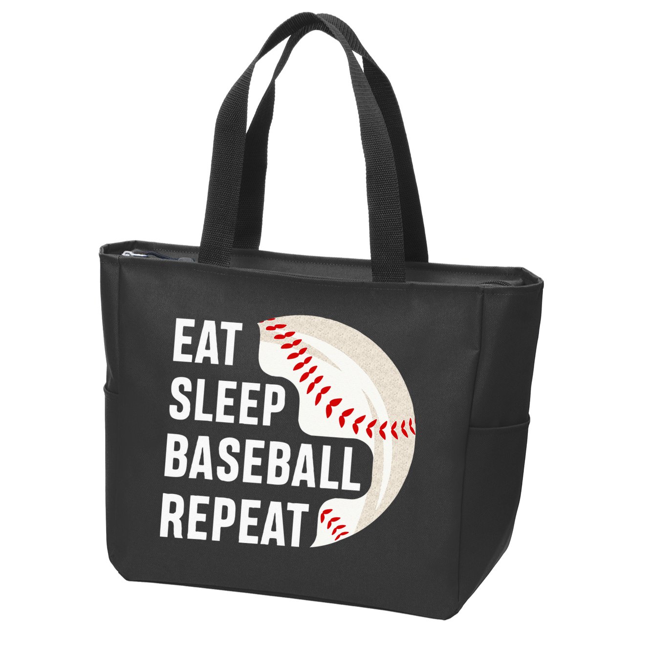 EAT SLEEP BASEBALL REPEAT Baseball Player Zip Tote Bag