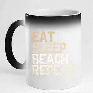 Eat Sleep Beach Repeat Beach Vacation Summer Vacation Travel Gift 11oz Black Color Changing Mug