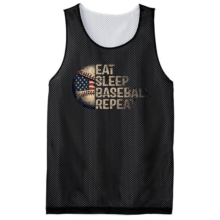 Eat Sleep Baseball Repeat Baseball Player Usa Flag Baseball Mesh Reversible Basketball Jersey Tank