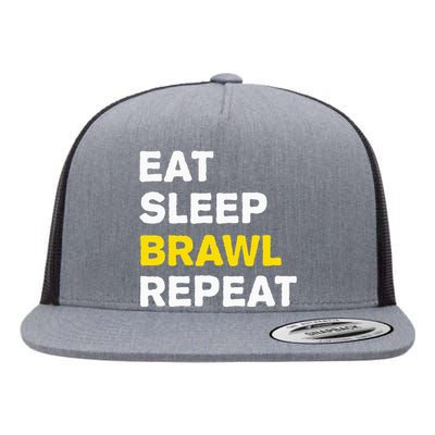 Eat Sleep Brawl Repeat Gamer Flat Bill Trucker Hat