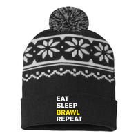 Eat Sleep Brawl Repeat Gamer USA-Made Snowflake Beanie