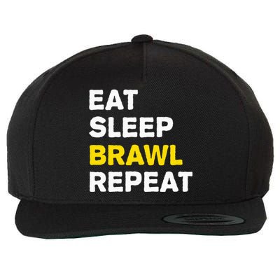 Eat Sleep Brawl Repeat Gamer Wool Snapback Cap