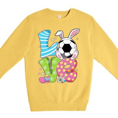 Easter Soccer Ball Easter Football Gift For Football Player Bunny Premium Crewneck Sweatshirt