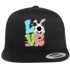 Easter Soccer Ball Easter Football Gift For Football Player Bunny Flat Bill Trucker Hat