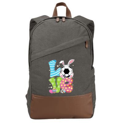 Easter Soccer Ball Easter Football Gift For Football Player Bunny Cotton Canvas Backpack