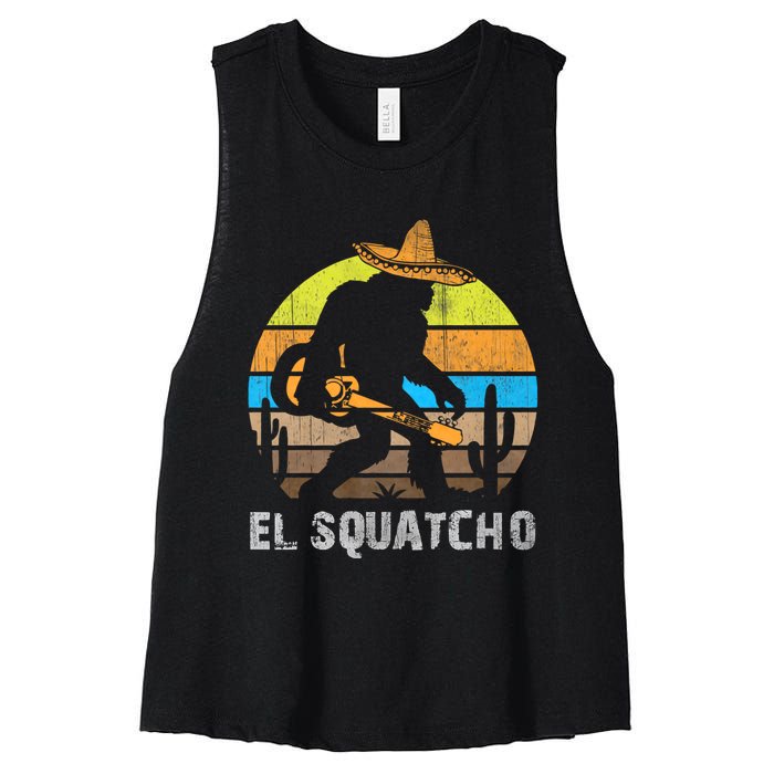 El Squatcho Bigfoot Sasquatch Women's Racerback Cropped Tank