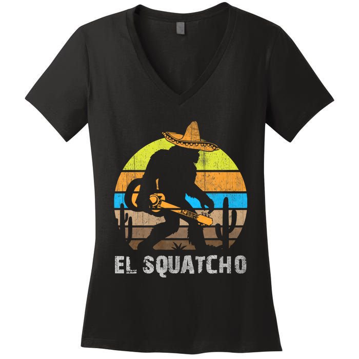 El Squatcho Bigfoot Sasquatch Women's V-Neck T-Shirt