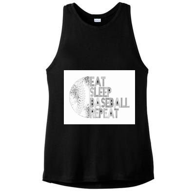 Eat Sleep Baseball Repeat Funny Retro Baseball Player Ladies PosiCharge Tri-Blend Wicking Tank