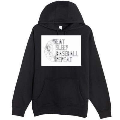 Eat Sleep Baseball Repeat Funny Retro Baseball Player Premium Pullover Hoodie
