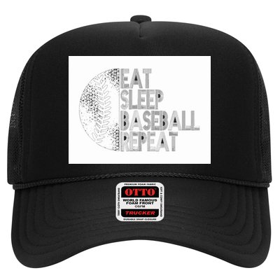 Eat Sleep Baseball Repeat Funny Retro Baseball Player Trucker Hat
