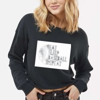 Eat Sleep Baseball Repeat Funny Retro Baseball Player Cropped Pullover Crew
