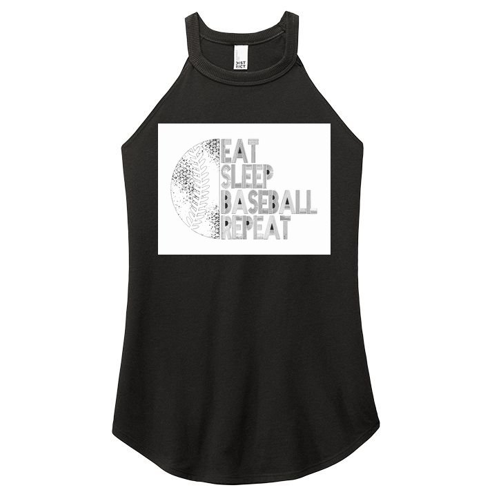 Eat Sleep Baseball Repeat Funny Retro Baseball Player Women's Perfect Tri Rocker Tank