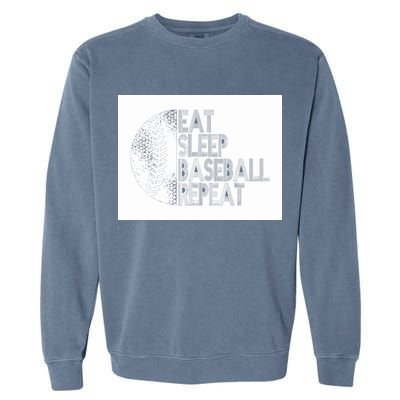 Eat Sleep Baseball Repeat Funny Retro Baseball Player Garment-Dyed Sweatshirt