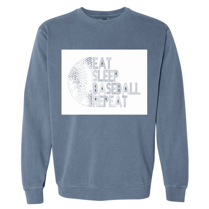 Eat Sleep Baseball Repeat Funny Retro Baseball Player Garment-Dyed Sweatshirt