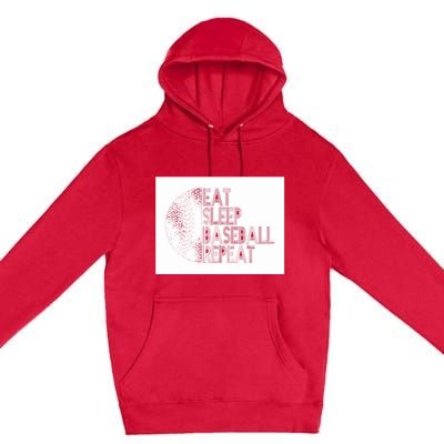 Eat Sleep Baseball Repeat Funny Retro Baseball Player Premium Pullover Hoodie