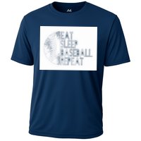 Eat Sleep Baseball Repeat Funny Retro Baseball Player Cooling Performance Crew T-Shirt