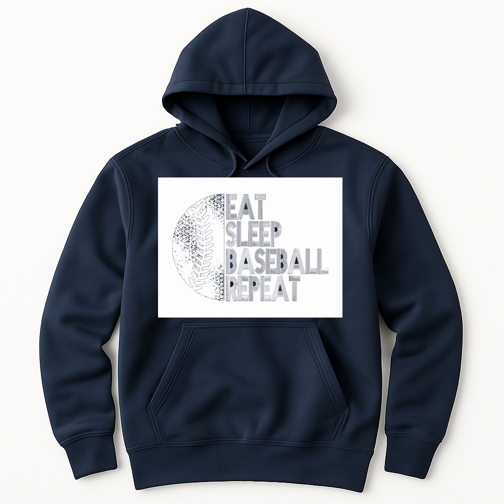 Eat Sleep Baseball Repeat Funny Retro Baseball Player Hoodie