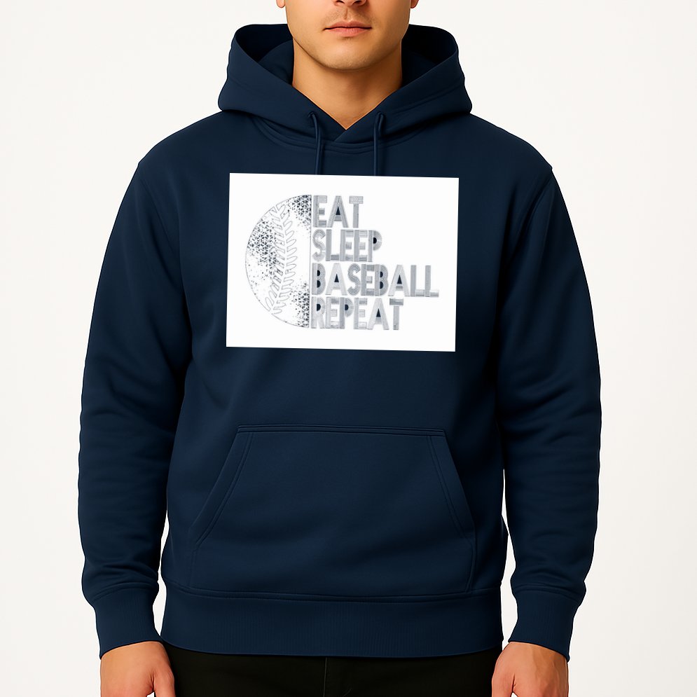Eat Sleep Baseball Repeat Funny Retro Baseball Player Hoodie