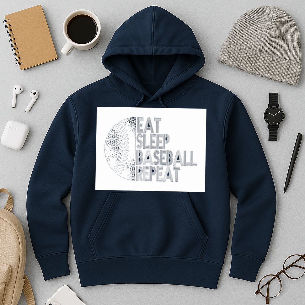 Eat Sleep Baseball Repeat Funny Retro Baseball Player Hoodie