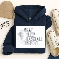 Eat Sleep Baseball Repeat Funny Retro Baseball Player Hoodie