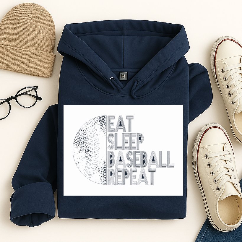 Eat Sleep Baseball Repeat Funny Retro Baseball Player Hoodie