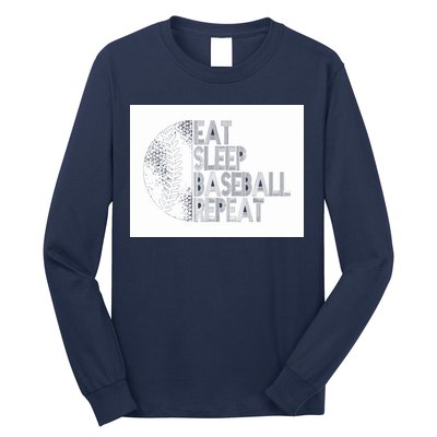 Eat Sleep Baseball Repeat Funny Retro Baseball Player Long Sleeve Shirt
