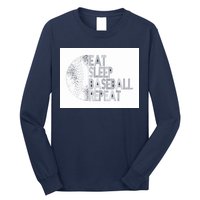 Eat Sleep Baseball Repeat Funny Retro Baseball Player Long Sleeve Shirt