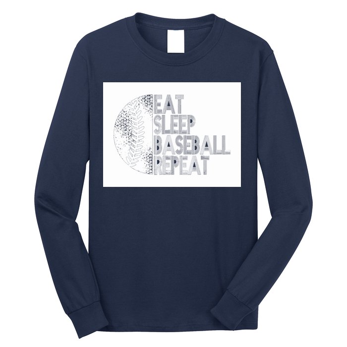 Eat Sleep Baseball Repeat Funny Retro Baseball Player Long Sleeve Shirt