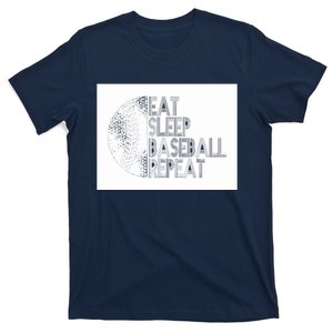 Eat Sleep Baseball Repeat Funny Retro Baseball Player T-Shirt