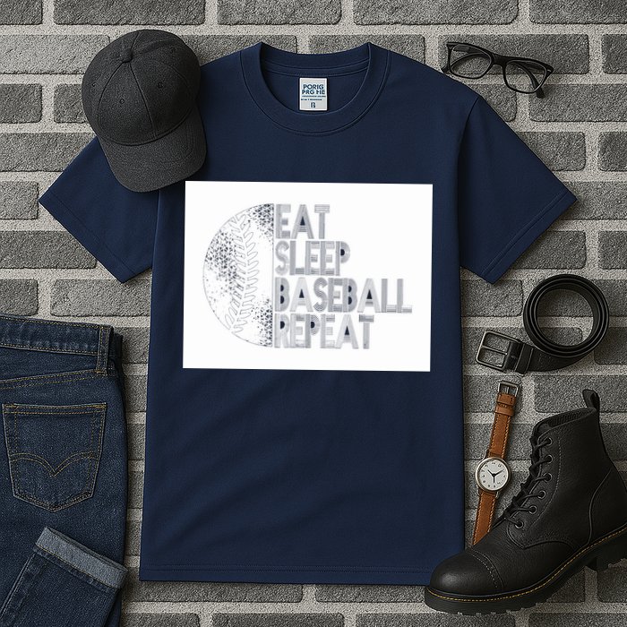 Eat Sleep Baseball Repeat Funny Retro Baseball Player Tall T-Shirt