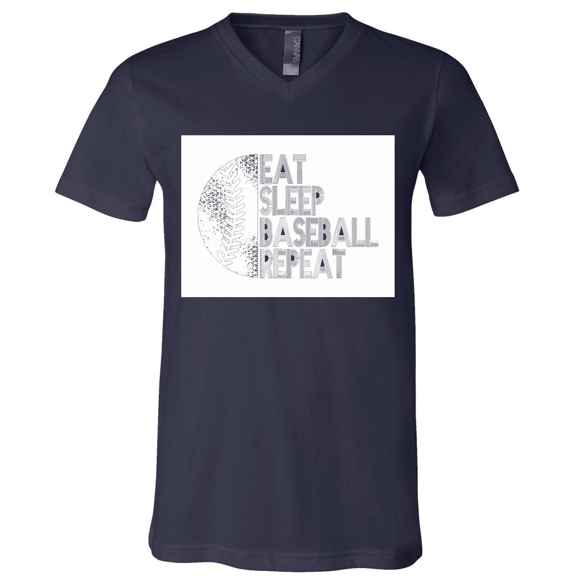 Eat Sleep Baseball Repeat Funny Retro Baseball Player V-Neck T-Shirt