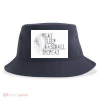 Eat Sleep Baseball Repeat Funny Retro Baseball Player Sustainable Bucket Hat