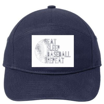 Eat Sleep Baseball Repeat Funny Retro Baseball Player 7-Panel Snapback Hat