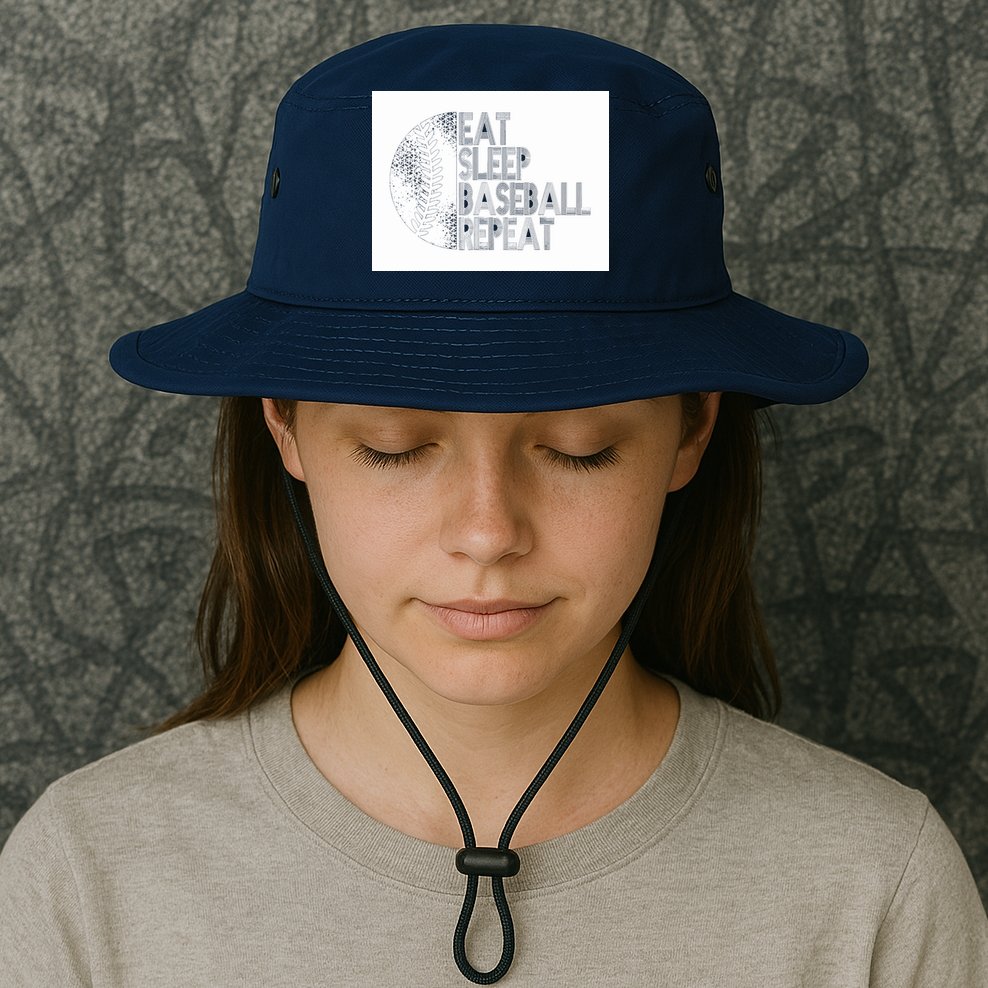 Eat Sleep Baseball Repeat Funny Retro Baseball Player Bucket Hat