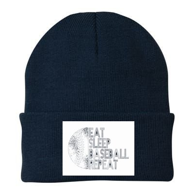 Eat Sleep Baseball Repeat Funny Retro Baseball Player Beanie