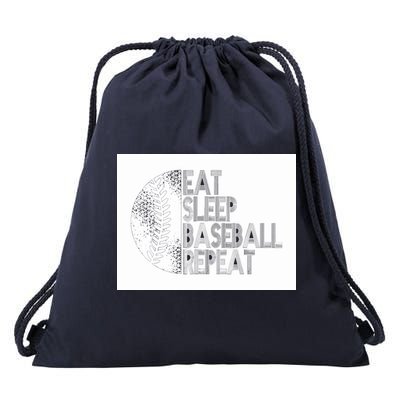 Eat Sleep Baseball Repeat Funny Retro Baseball Player Drawstring Bag