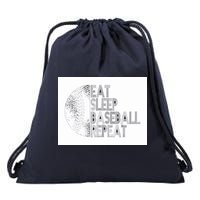 Eat Sleep Baseball Repeat Funny Retro Baseball Player Drawstring Bag