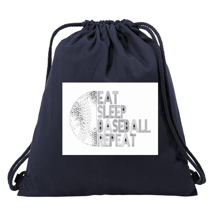 Eat Sleep Baseball Repeat Funny Retro Baseball Player Drawstring Bag